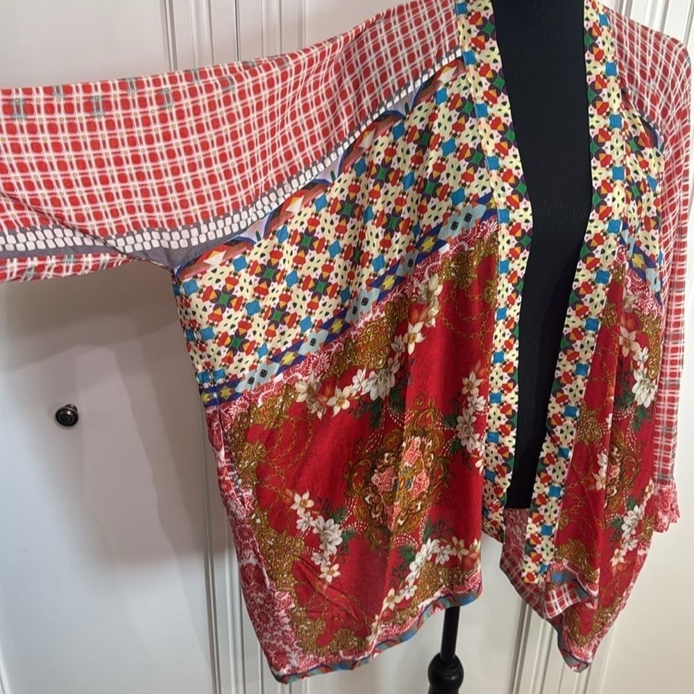 Johnny Was Kimono Red Mixed Print XL - Picture 4 of 9